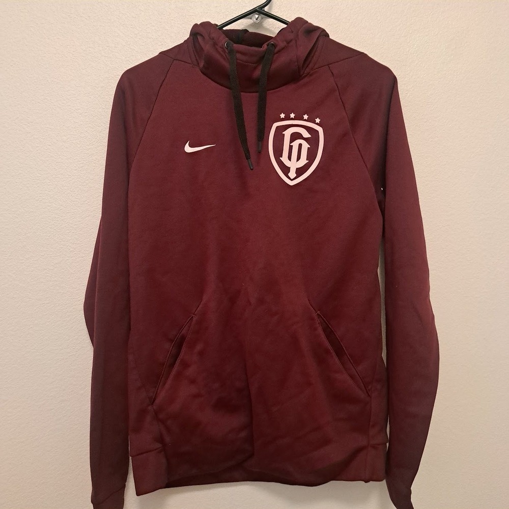 Nike Dri-FIT Mens Maroon Burgundy GP Crest Logo Pullover Hoodie Size M